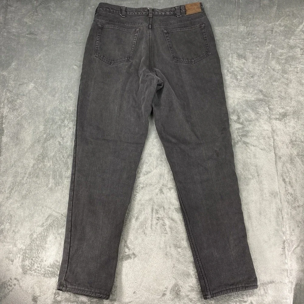 Vtg Lands End Jeans Mens 36 (fit 35x32) Black Fleece Lined Straight Denim *READ*